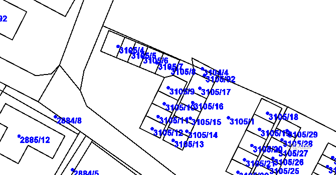 Parcela st. 3105/9 v KÚ Poruba u Orlové, Katastrální mapa
