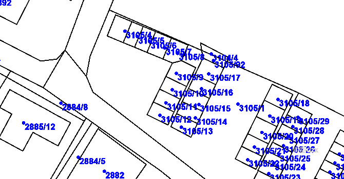 Parcela st. 3105/10 v KÚ Poruba u Orlové, Katastrální mapa