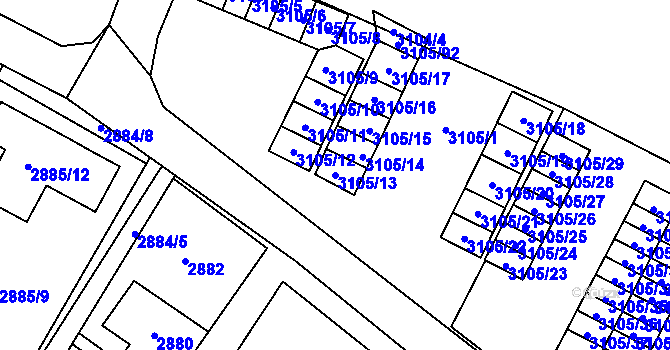 Parcela st. 3105/13 v KÚ Poruba u Orlové, Katastrální mapa