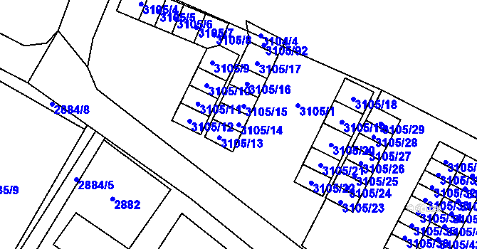 Parcela st. 3105/14 v KÚ Poruba u Orlové, Katastrální mapa