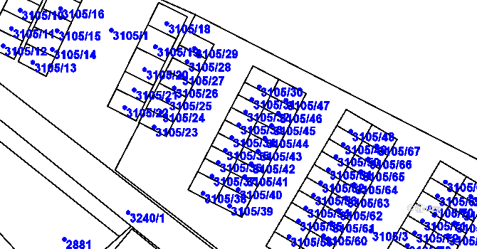 Parcela st. 3105/33 v KÚ Poruba u Orlové, Katastrální mapa