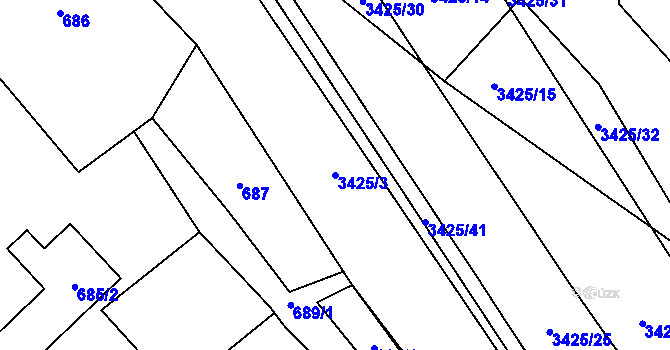 Parcela st. 3425/3 v KÚ Poruba u Orlové, Katastrální mapa