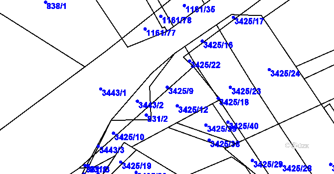 Parcela st. 3425/9 v KÚ Poruba u Orlové, Katastrální mapa