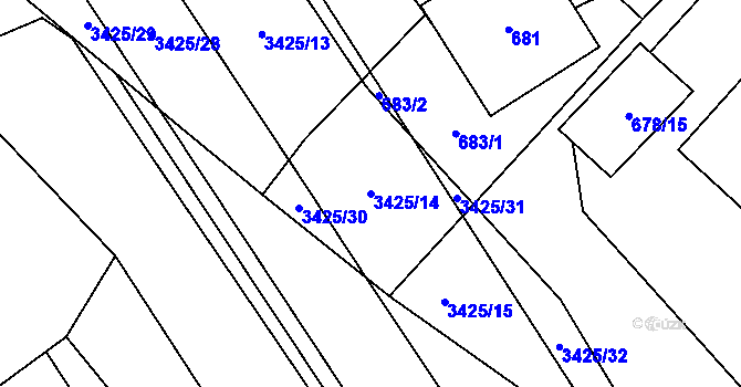 Parcela st. 3425/14 v KÚ Poruba u Orlové, Katastrální mapa