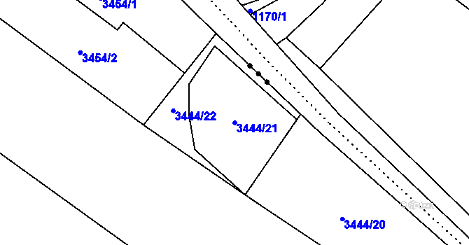 Parcela st. 3444/21 v KÚ Poruba u Orlové, Katastrální mapa