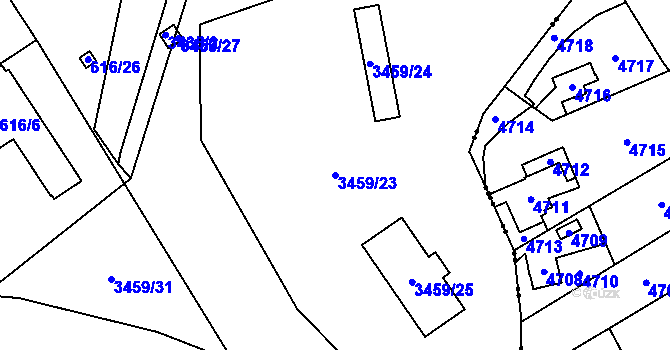 Parcela st. 3459/23 v KÚ Poruba u Orlové, Katastrální mapa