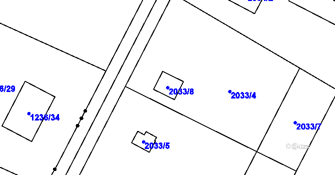 Parcela st. 2033/8 v KÚ Poruba u Orlové, Katastrální mapa