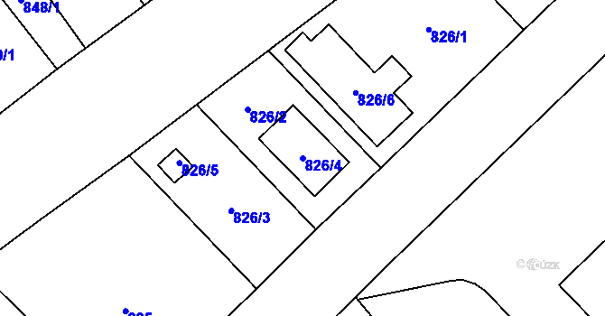 Parcela st. 826/4 v KÚ Poruba u Orlové, Katastrální mapa