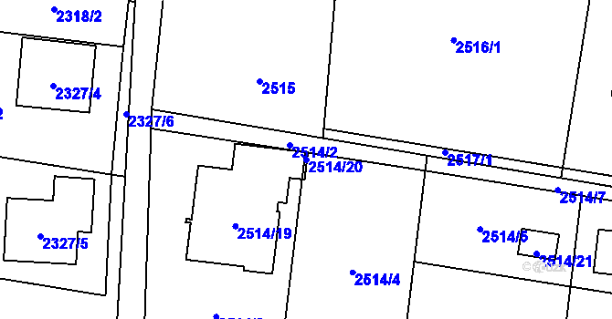 Parcela st. 2514/20 v KÚ Poruba u Orlové, Katastrální mapa