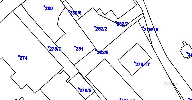 Parcela st. 282/9 v KÚ Poruba u Orlové, Katastrální mapa