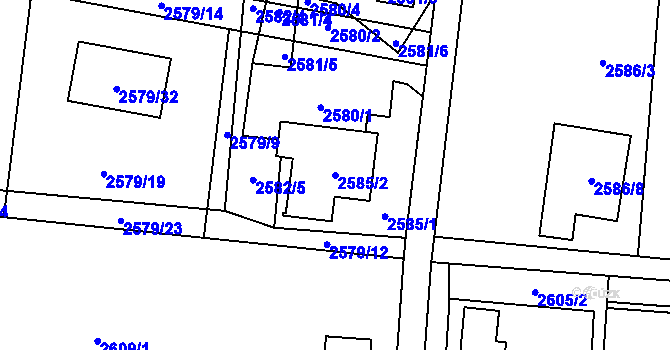 Parcela st. 2585/2 v KÚ Poruba u Orlové, Katastrální mapa