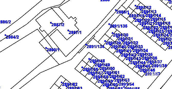 Parcela st. 2891/134 v KÚ Poruba u Orlové, Katastrální mapa