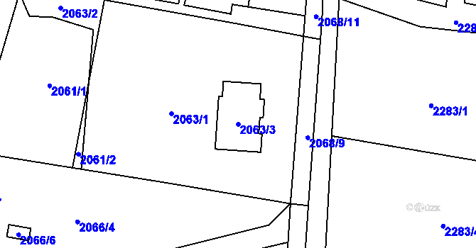 Parcela st. 2063/3 v KÚ Poruba u Orlové, Katastrální mapa