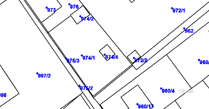 Parcela st. 974/4 v KÚ Poruba u Orlové, Katastrální mapa
