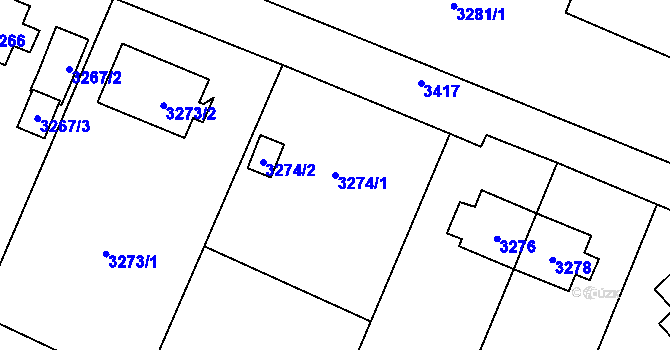 Parcela st. 3274/1 v KÚ Poruba u Orlové, Katastrální mapa