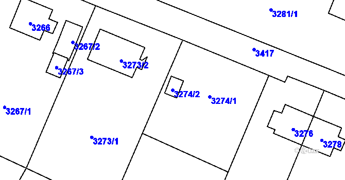 Parcela st. 3274/2 v KÚ Poruba u Orlové, Katastrální mapa