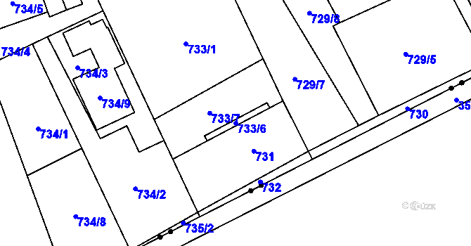 Parcela st. 733/6 v KÚ Poruba u Orlové, Katastrální mapa