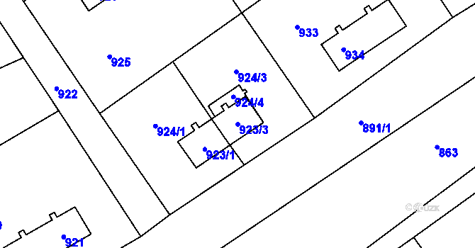 Parcela st. 923/3 v KÚ Poruba u Orlové, Katastrální mapa