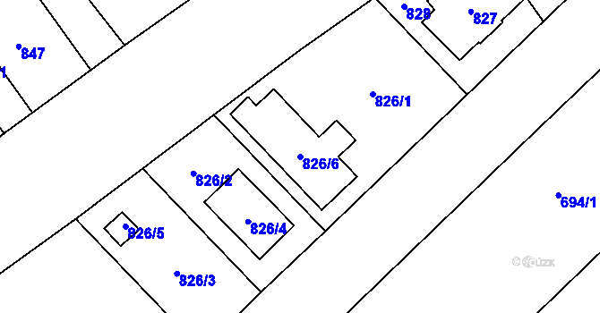 Parcela st. 826/6 v KÚ Poruba u Orlové, Katastrální mapa
