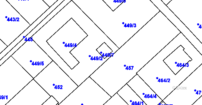 Parcela st. 449/7 v KÚ Poruba u Orlové, Katastrální mapa