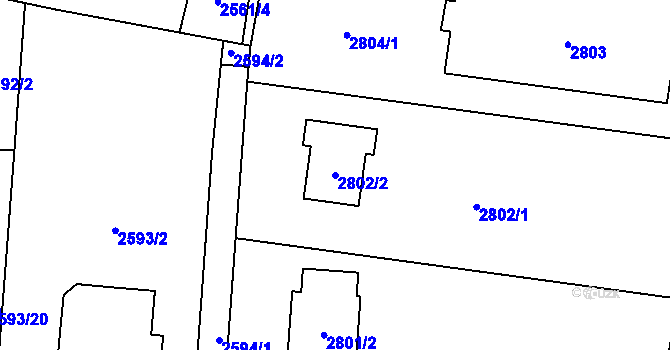 Parcela st. 2802/2 v KÚ Poruba u Orlové, Katastrální mapa