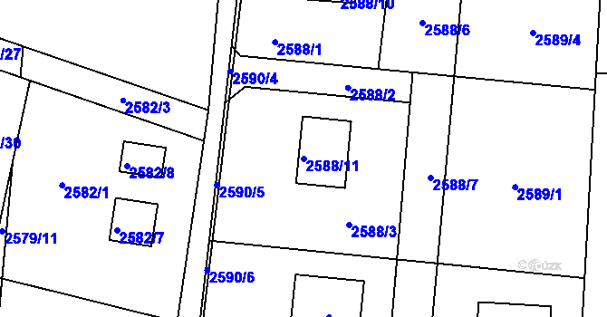 Parcela st. 2588/11 v KÚ Poruba u Orlové, Katastrální mapa