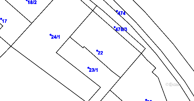 Parcela st. 22 v KÚ Horní Lutyně, Katastrální mapa