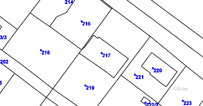 Parcela st. 217 v KÚ Horní Lutyně, Katastrální mapa