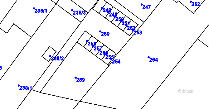 Parcela st. 255 v KÚ Horní Lutyně, Katastrální mapa