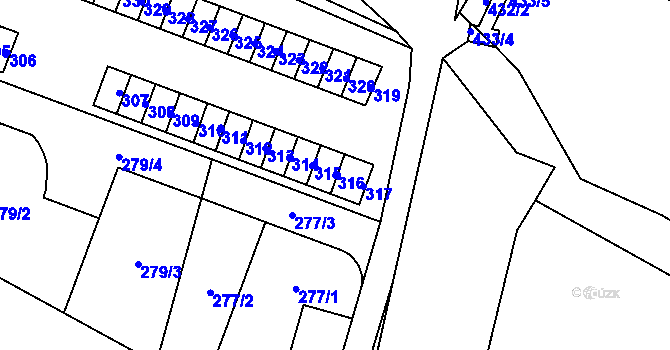 Parcela st. 316 v KÚ Horní Lutyně, Katastrální mapa