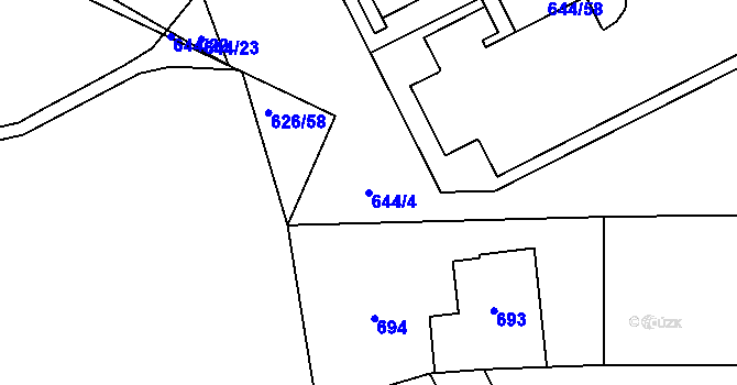 Parcela st. 644/4 v KÚ Horní Lutyně, Katastrální mapa