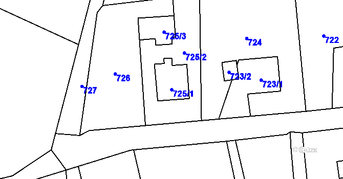 Parcela st. 725/1 v KÚ Horní Lutyně, Katastrální mapa