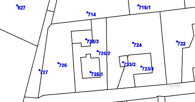 Parcela st. 725/2 v KÚ Horní Lutyně, Katastrální mapa