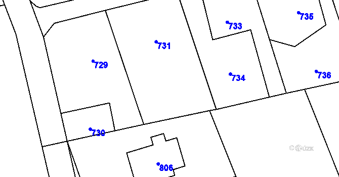 Parcela st. 732 v KÚ Horní Lutyně, Katastrální mapa