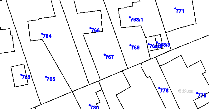 Parcela st. 767 v KÚ Horní Lutyně, Katastrální mapa