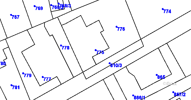 Parcela st. 775 v KÚ Horní Lutyně, Katastrální mapa