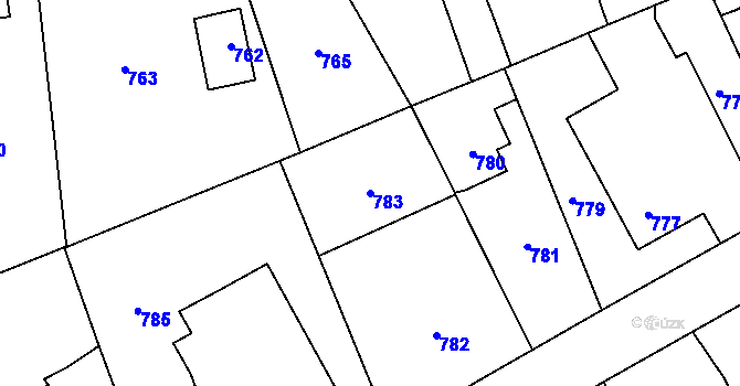 Parcela st. 783 v KÚ Horní Lutyně, Katastrální mapa