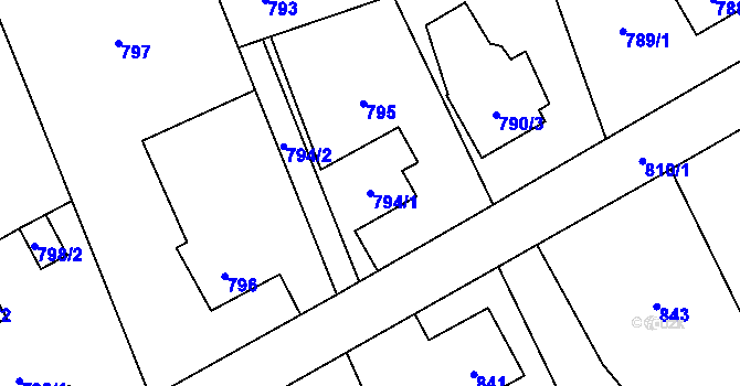 Parcela st. 794/1 v KÚ Horní Lutyně, Katastrální mapa