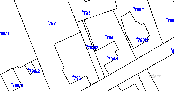 Parcela st. 794/2 v KÚ Horní Lutyně, Katastrální mapa