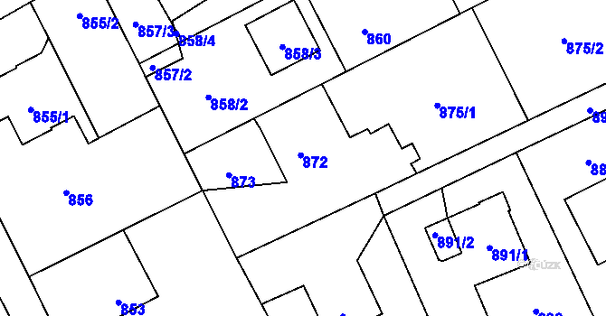 Parcela st. 872 v KÚ Horní Lutyně, Katastrální mapa