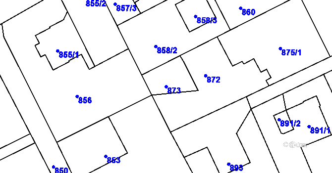 Parcela st. 873 v KÚ Horní Lutyně, Katastrální mapa