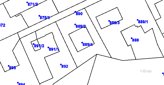Parcela st. 889/4 v KÚ Horní Lutyně, Katastrální mapa