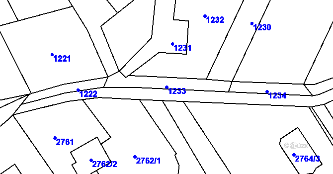 Parcela st. 1233 v KÚ Horní Lutyně, Katastrální mapa