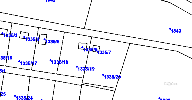 Parcela st. 1335/7 v KÚ Horní Lutyně, Katastrální mapa