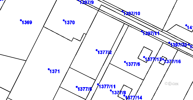 Parcela st. 1377/2 v KÚ Horní Lutyně, Katastrální mapa