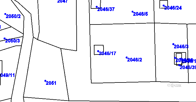 Parcela st. 2046/17 v KÚ Horní Lutyně, Katastrální mapa