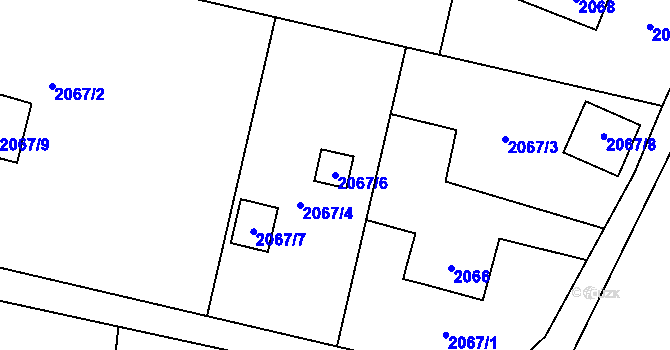 Parcela st. 2067/6 v KÚ Horní Lutyně, Katastrální mapa