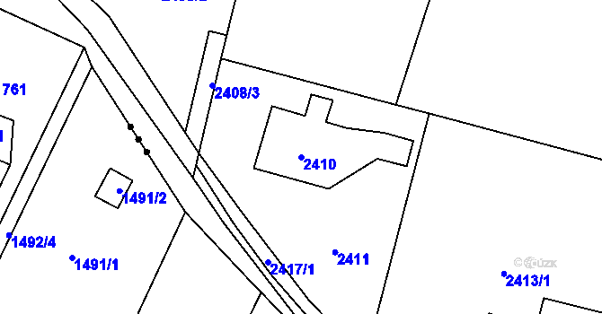 Parcela st. 2410 v KÚ Horní Lutyně, Katastrální mapa