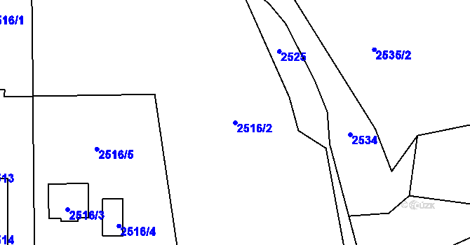 Parcela st. 2516/2 v KÚ Horní Lutyně, Katastrální mapa