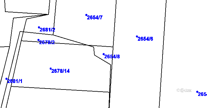 Parcela st. 2654/8 v KÚ Horní Lutyně, Katastrální mapa